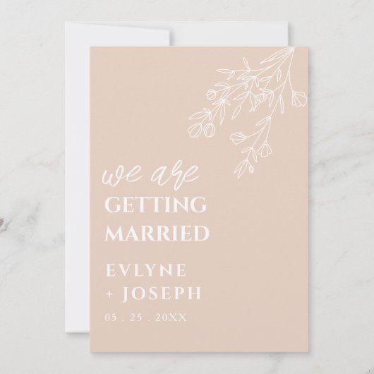 Bloemblush Boho Chic Neutral Wedding Kaart (Achterkant)