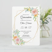 Bloemblush elegante Quinceañera uitnodiging (Staand voorkant)