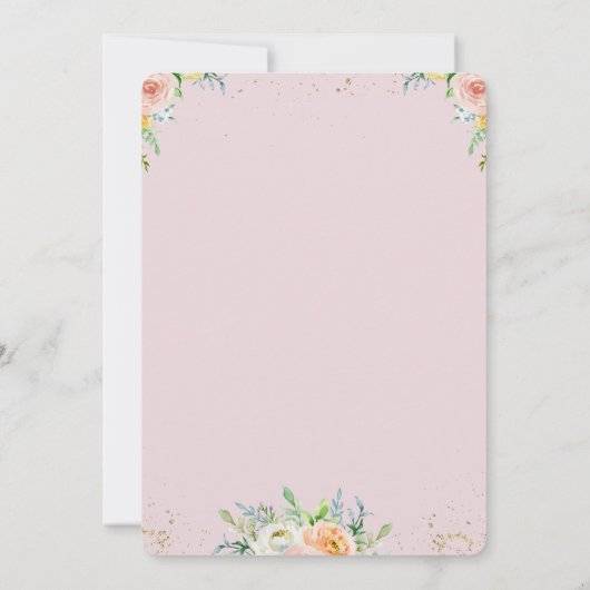 Bloemblush elegante Quinceañera uitnodiging (Achterkant)