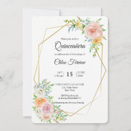 Bloemblush elegante Quinceañera uitnodiging