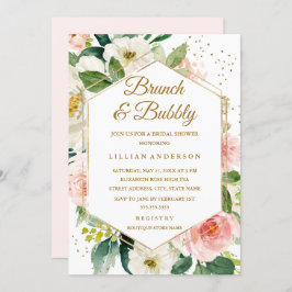 Bloemblush Gold Brunch en bubbelig Vrijgezellenfee Kaart