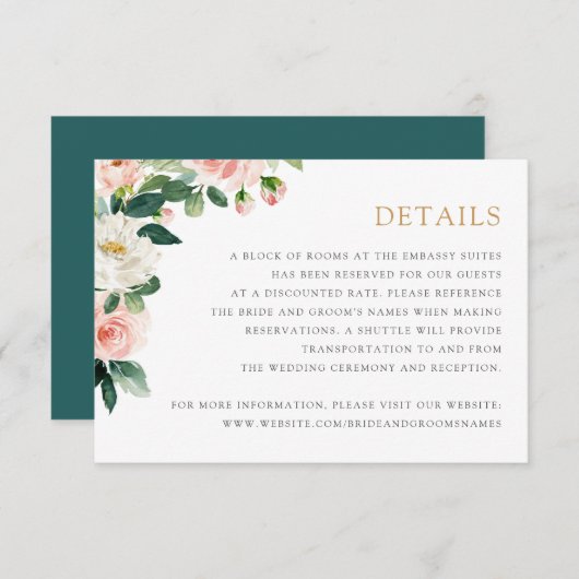 Bloemblush groen Romantische details Info Kaart (Voorkant / Achterkant)