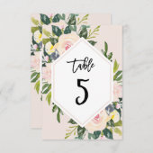 Bloemblush Handgeschreven Tabel 5 Nummer Kaart (Voorkant / Achterkant)