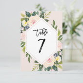 Bloemblush Handgeschreven Tabel 7 Nummer Kaart (Staand voorkant)