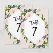 Bloemblush Handgeschreven Tabel 7 Nummer Kaart (Voorkant / Achterkant)