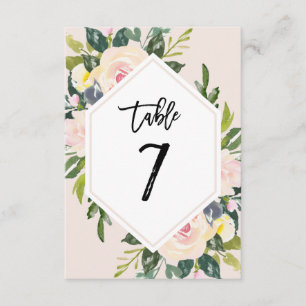 Bloemblush Handgeschreven Tabel 7 Nummer Kaart