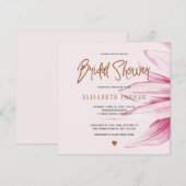 Bloemblush koperen glitter script vrijgezellenfees kaart (Voorkant / Achterkant)