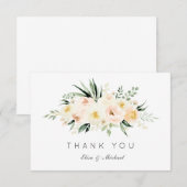 Bloemblush perzik groen Minimal dank je kaart (Voorkant / Achterkant)