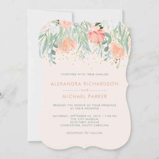 Bloemblush Romance | Waterverf bruiloft Kaart (Voorkant)