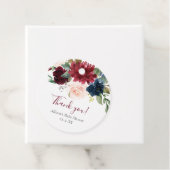 Bloemblush roze bordeaux marineblauw bedankjes labels (In situ)