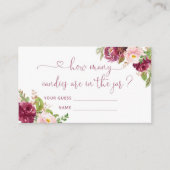 Bloemblush roze bordeaux raden hoeveel snoepjes informatiekaartje (Voorkant)