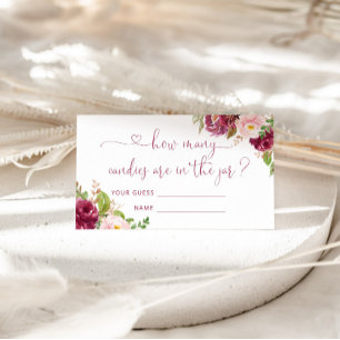 Bloemblush roze bordeaux raden hoeveel snoepjes informatiekaartje