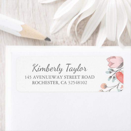 Bloemblush roze bruiloft etiket (Insitu)