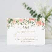 Bloemblush Roze Goud Confetti RSVP (Staand voorkant)