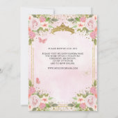 Bloemblush roze goud glitter kroon quinceañera kaart (Achterkant)