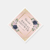Bloemblush Roze Goud Navy Blauw Vrijgezellenfeest Servet (Hoek)