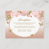 Bloemblush roze goud tiara vlinder quinceañera informatiekaartje (Voorkant)