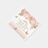 Bloemblush roze goud tiara vlinder quinceañera servet (Hoek)