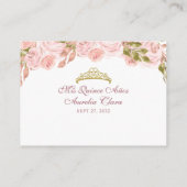 Bloemblush roze gouden boog Quinceañera Informatiekaartje (Achterkant)