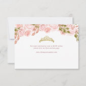 Bloemblush roze gouden boog Quinceañera RSVP Kaartje (Achterkant)