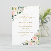 Bloemblush roze gouden bruiloft Vrijgezellenfeest Kaart (Staand voorkant)