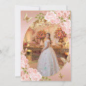 Bloemblush roze gouden vlinder Foto Quinceañera Kaart (Achterkant)