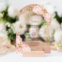 Bloemblush Roze Gouden Vlinder Quinceañera Boog