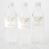 Bloemblush roze, gouden vlinder waterfles etiket (Flessen)