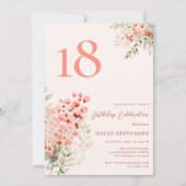 Bloemblush roze grillige 18e verjaardag kaart (Voorkant)