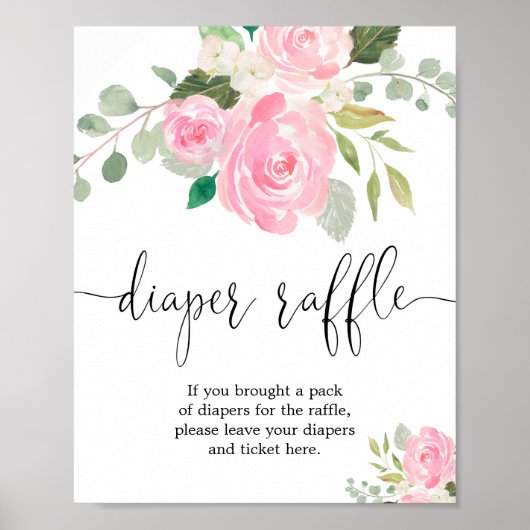 Bloemblush roze groen Luier loterij teken Poster (Voorkant)