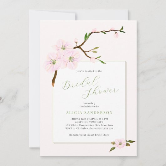 Bloemblush roze lente vrijgezellenfeest kaart (Voorkant)