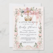 Bloemblush roze lint gouden kroon Baby shower Kaart (Voorkant)