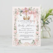 Bloemblush roze lint gouden kroon Baby shower Kaart (Staand voorkant)
