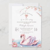 Bloemblush roze lint zwaan gouden Baby shower Kaart (Voorkant)