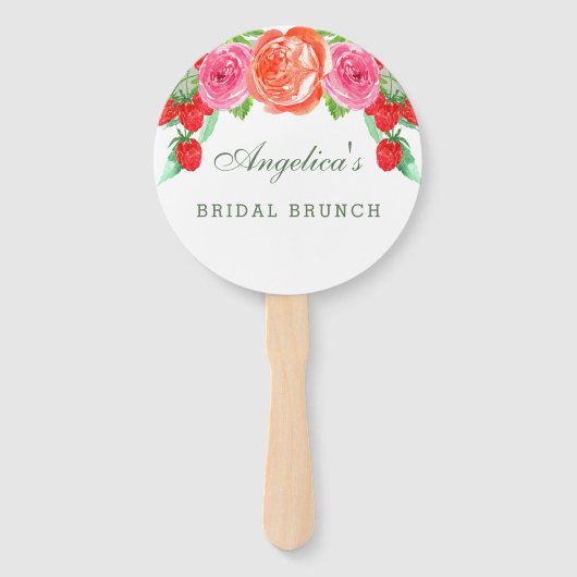 Bloemblush roze pioenroos bruids brunch dank u handwaaier (Voorkant)