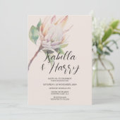 Bloemblush Roze Protea Native Flowers Wedding Kaart (Staand voorkant)