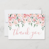 Bloemblush roze Quinceañera Bedankkaart (Voorkant)