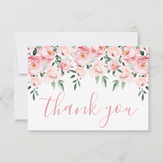 Bloemblush roze Quinceañera Bedankkaart (Voorkant)