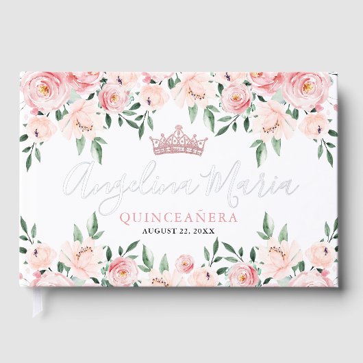 Bloemblush Roze Quinceanera Gastenboek (Voorkant)