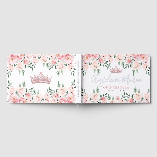 Bloemblush Roze Quinceanera Gastenboek (Volledig)