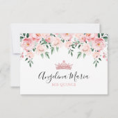 Bloemblush roze Quinceanera RSVP-kaart RSVP Kaartje (Achterkant)
