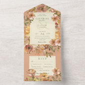  Bloemblush Roze & Roest Drie Diner All In One Uitnodiging (Binnen)