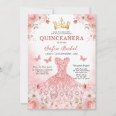 Bloemblush roze tweetalige Spaanse Quinceanera Kaart (Achterkant)
