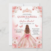 Bloemblush roze tweetalige Spaanse Quinceanera Kaart (Achterkant)
