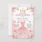 Bloemblush roze tweetalige Spaanse Quinceanera Kaart (Achterkant)