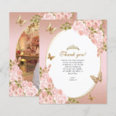 Bloemblush roze vlinder quinceanera foto (Voorkant / Achterkant)