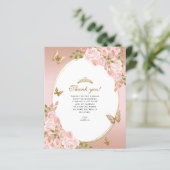 Bloemblush roze vlinder quinceanera foto (Staand voorkant)