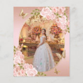 Bloemblush roze vlinder quinceanera foto (Achterkant)