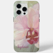 Bloemblush roze zilveren monogram girly orchidee Case-Mate iPhone case (Achterkant)
