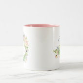 Bloemblush succulenten Cactus krans monogram Tweekleurige Koffiemok (Center)